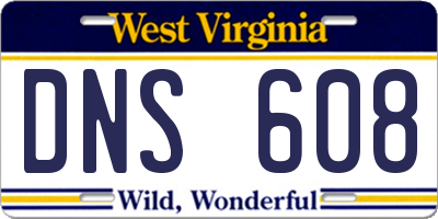 WV license plate DNS608