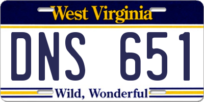 WV license plate DNS651