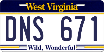 WV license plate DNS671