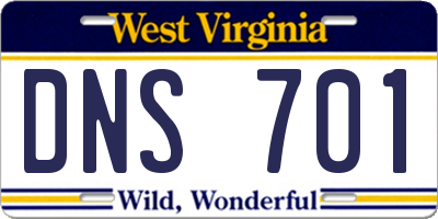 WV license plate DNS701