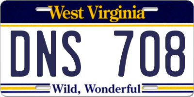 WV license plate DNS708