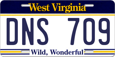 WV license plate DNS709