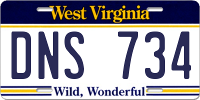 WV license plate DNS734