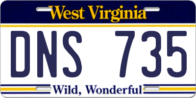 WV license plate DNS735