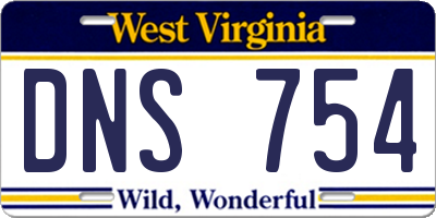 WV license plate DNS754