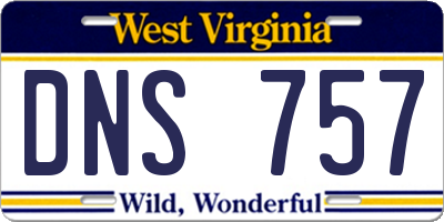 WV license plate DNS757