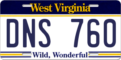 WV license plate DNS760