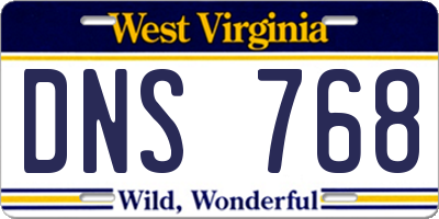 WV license plate DNS768