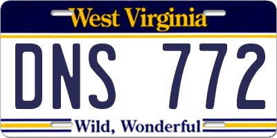 WV license plate DNS772