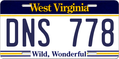 WV license plate DNS778