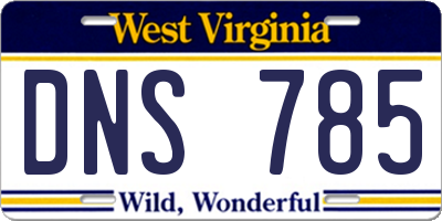 WV license plate DNS785