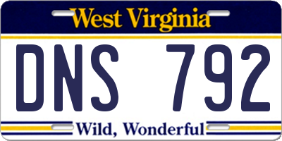 WV license plate DNS792