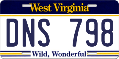 WV license plate DNS798