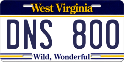 WV license plate DNS800