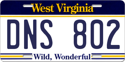 WV license plate DNS802