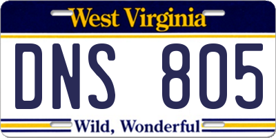WV license plate DNS805