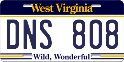 WV license plate DNS808