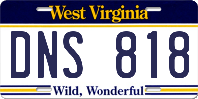 WV license plate DNS818