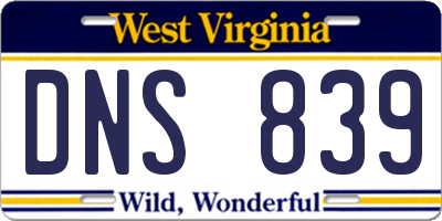 WV license plate DNS839