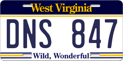 WV license plate DNS847