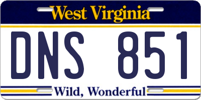 WV license plate DNS851