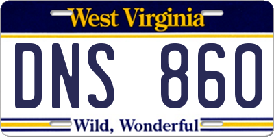 WV license plate DNS860