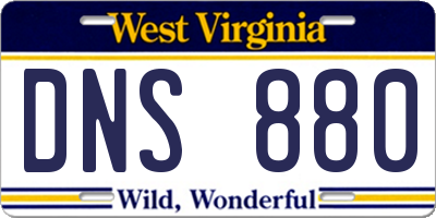 WV license plate DNS880