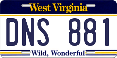 WV license plate DNS881