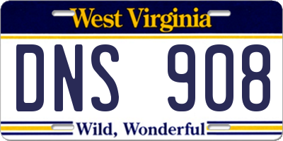 WV license plate DNS908