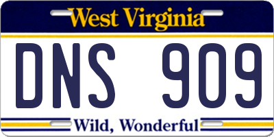 WV license plate DNS909