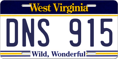 WV license plate DNS915