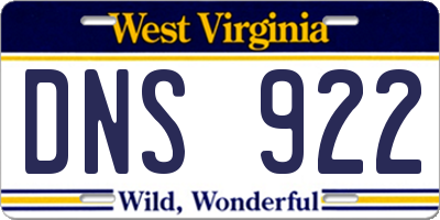 WV license plate DNS922