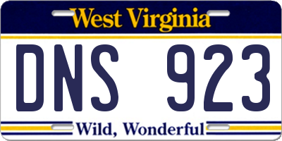 WV license plate DNS923