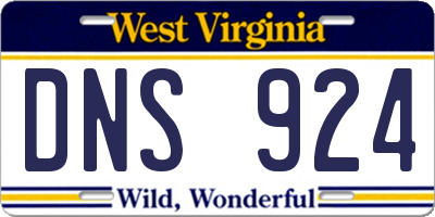 WV license plate DNS924