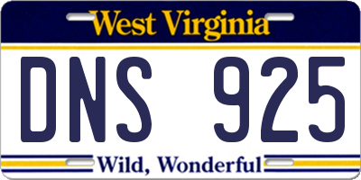 WV license plate DNS925