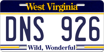WV license plate DNS926
