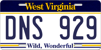 WV license plate DNS929