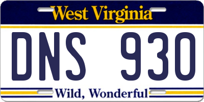 WV license plate DNS930
