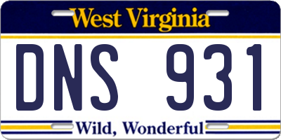 WV license plate DNS931