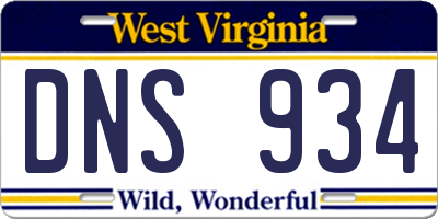 WV license plate DNS934