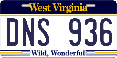 WV license plate DNS936