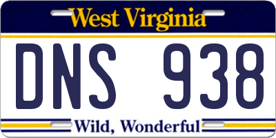 WV license plate DNS938