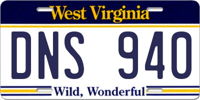 WV license plate DNS940