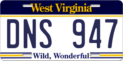 WV license plate DNS947