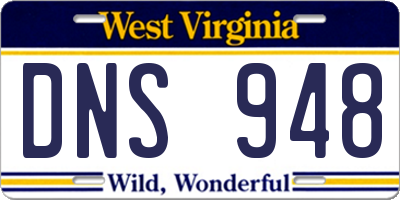 WV license plate DNS948