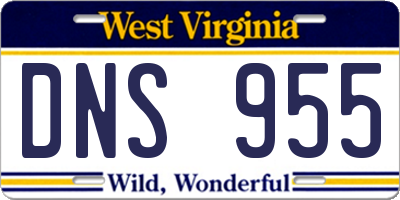 WV license plate DNS955