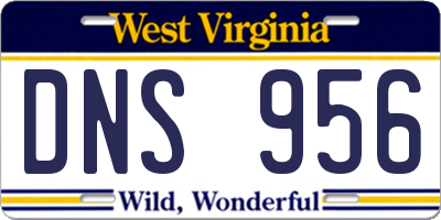 WV license plate DNS956