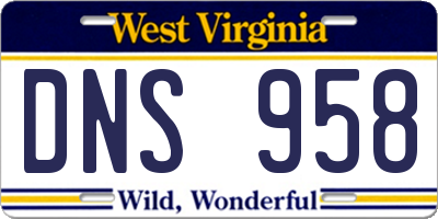 WV license plate DNS958