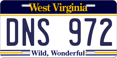 WV license plate DNS972