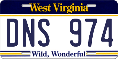 WV license plate DNS974
